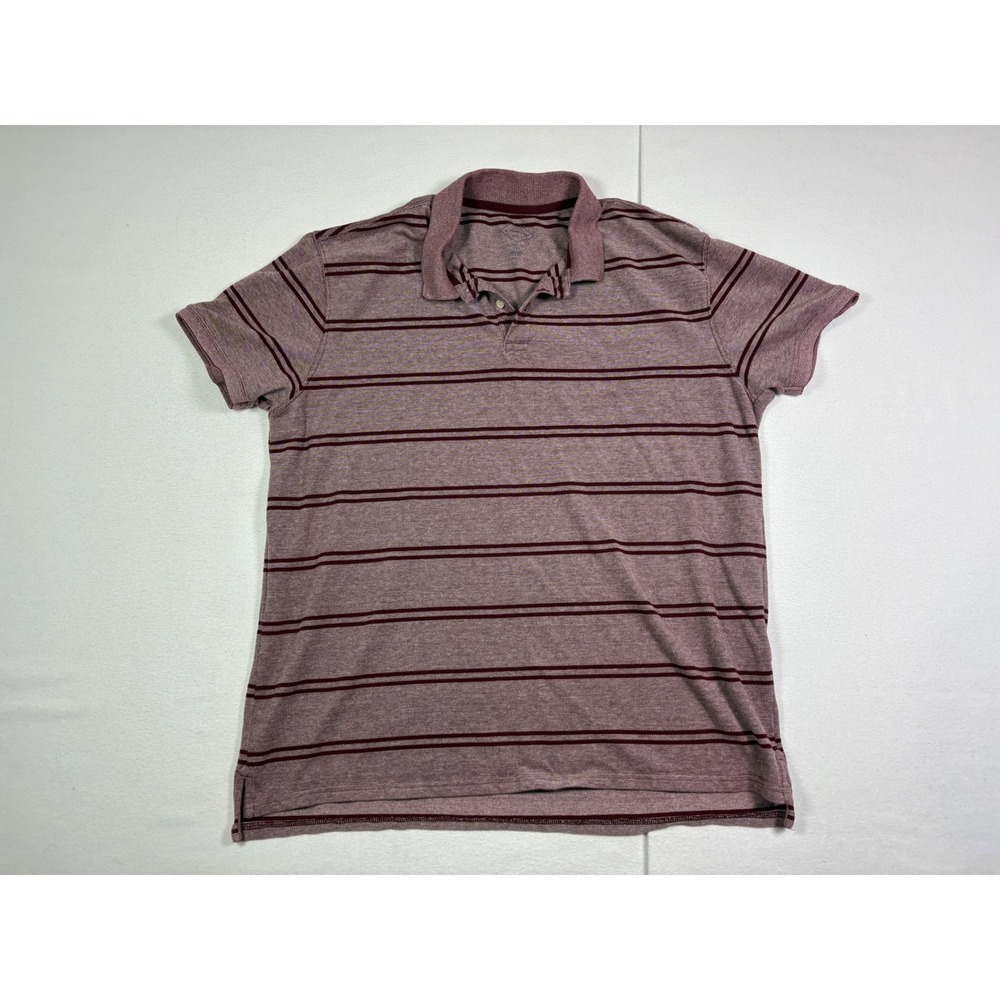 St Johns Bay Legacy Polo Mens XXL Burgundy Maroon Striped Short Sleeve Cotton